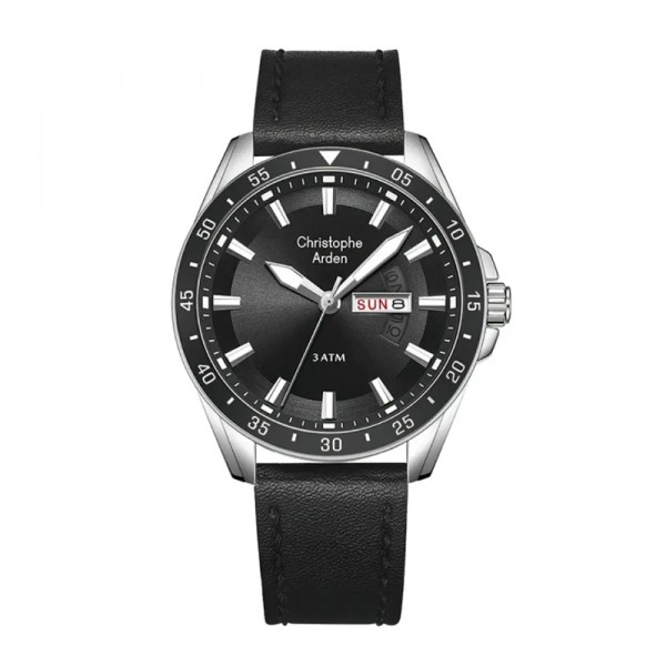 Christophe Arden CA 3009 Silver Black Leather Man MELSSBA